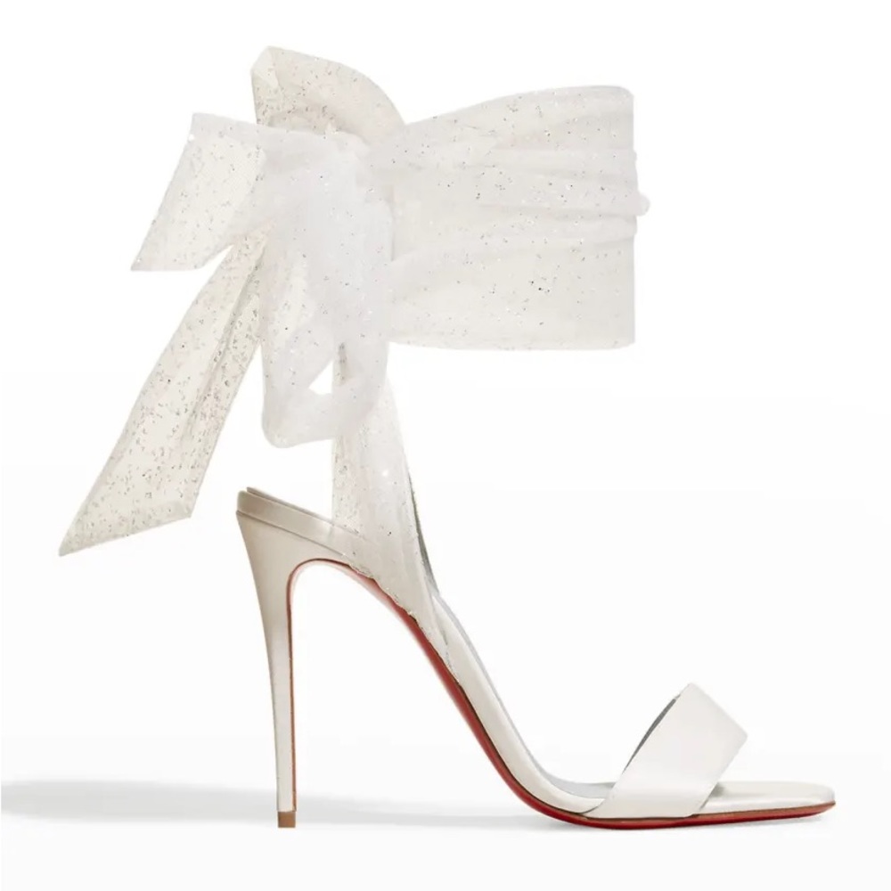 Sandale Du Desert 100mm Crepe Satin & Tulle Glitter Red Sole Sandals